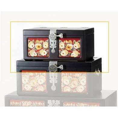 Golden Peony Embroidered Sewing Box (Small)