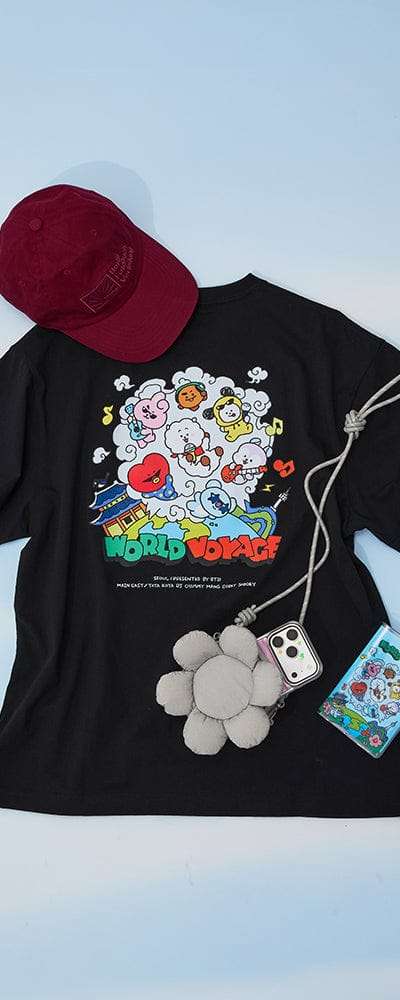 BT21 WORLD VOYAGE 半袖Tシャツ ブラック