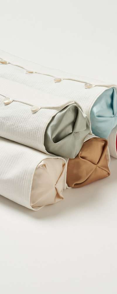 [Free Embroidery Service] Flower and Bird Silk Neck Pillow - 5 Colors