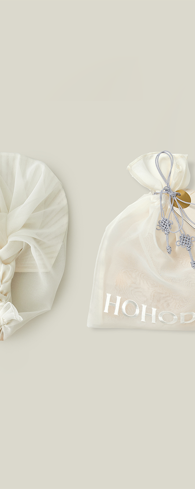 [Fan Packaging] Round Fan and HOHODANG Embroidered Ramie Pouch Set 2 Colors