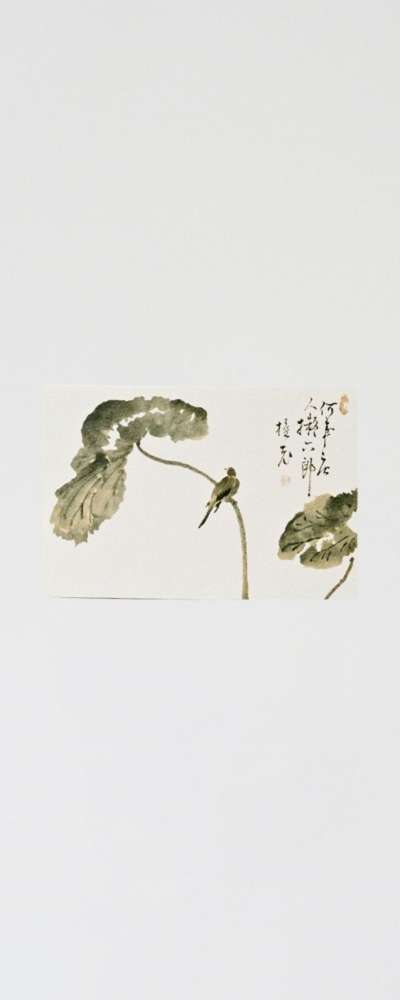 Minhwa Postcard (Lotus Leaf and Bird)