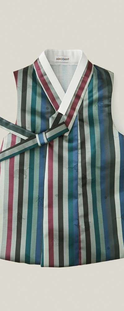 [10 Days to Ship] Boys' Hanbok Two-Tone Colored Stripe Dopo Jacket