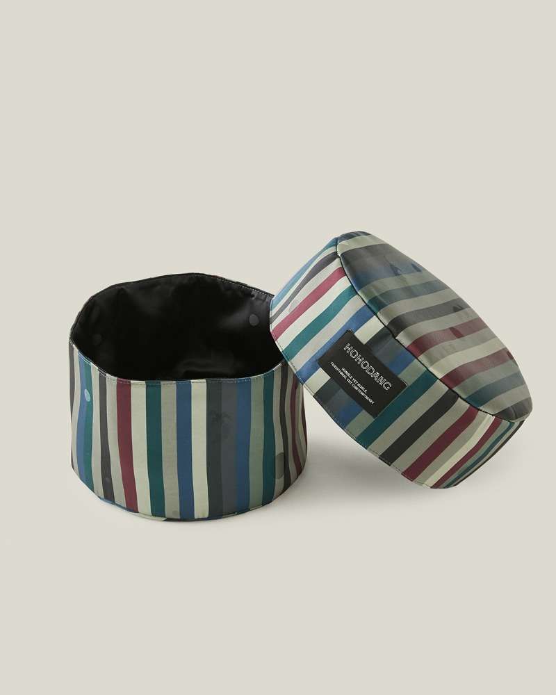 Two-Tone Round Quilted Storage Box