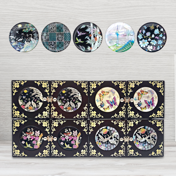 Mother-of-Pearl Lacquerware Round Double-Tier Jewelry Box Large - 60 Designs Korean Traditional Souvenir