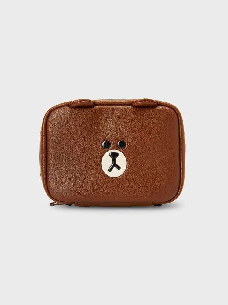 LINE FRIENDS Brown Leather-like Square Pouch (M)