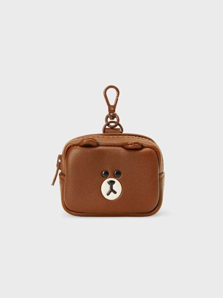 LINE Friends Brown Leather-like Square Pouch (XS)