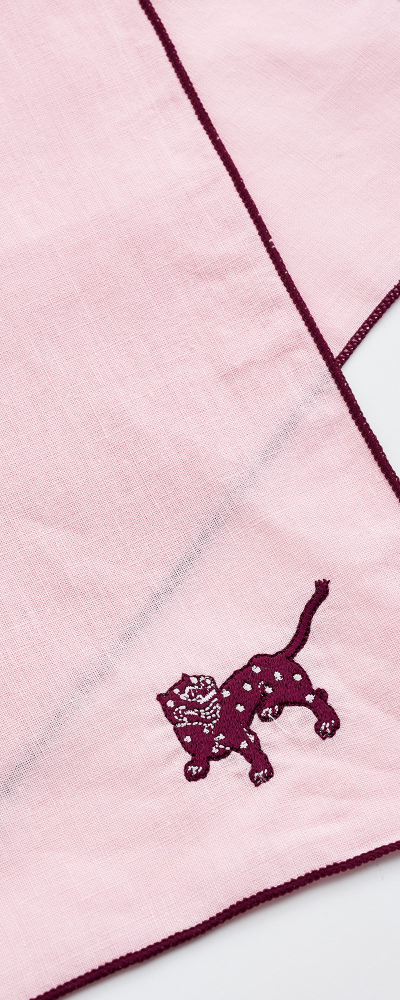 2026 Royal Court Culture Festival Chest Badge Tiger Embroidered Handkerchief (Soft Pink)