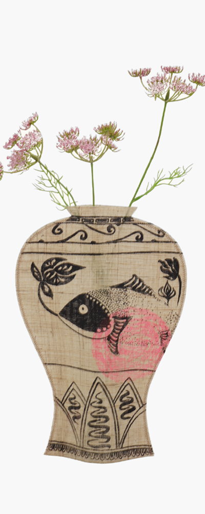 Ramie Buncheong Fabric Vase Cover