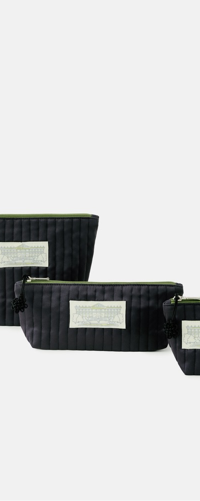 Seokjojeon Quilted Pouch (Black/Satin/S,M,L)