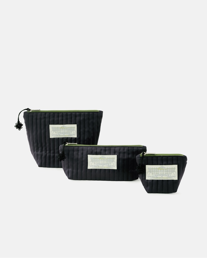 Seokjojeon Quilted Pouch (Black/Satin/S,M,L)