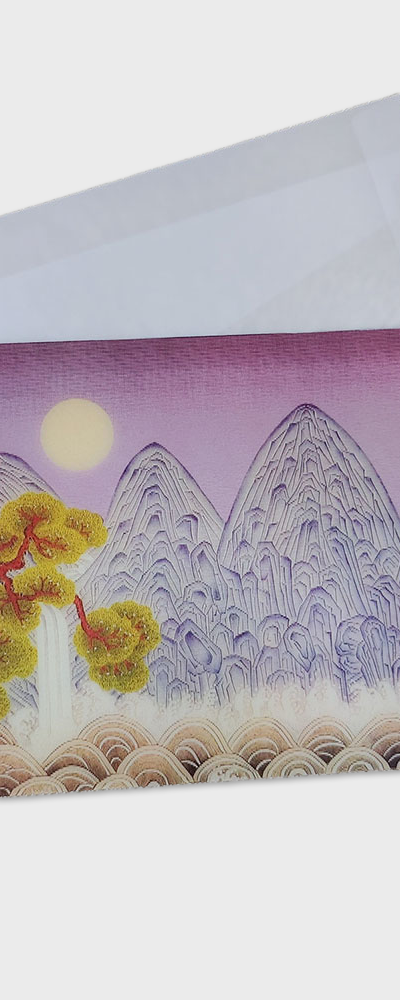 3D Dimensional Folk Painting Postcard