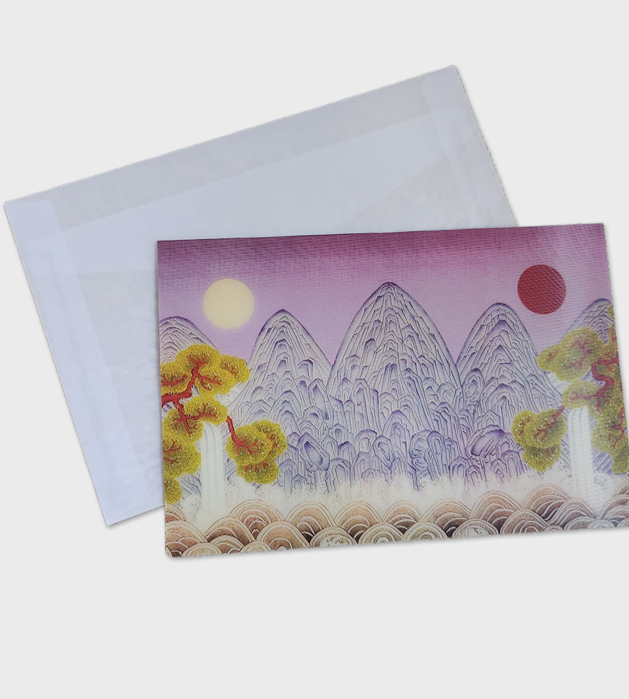 3D Dimensional Folk Painting Postcard