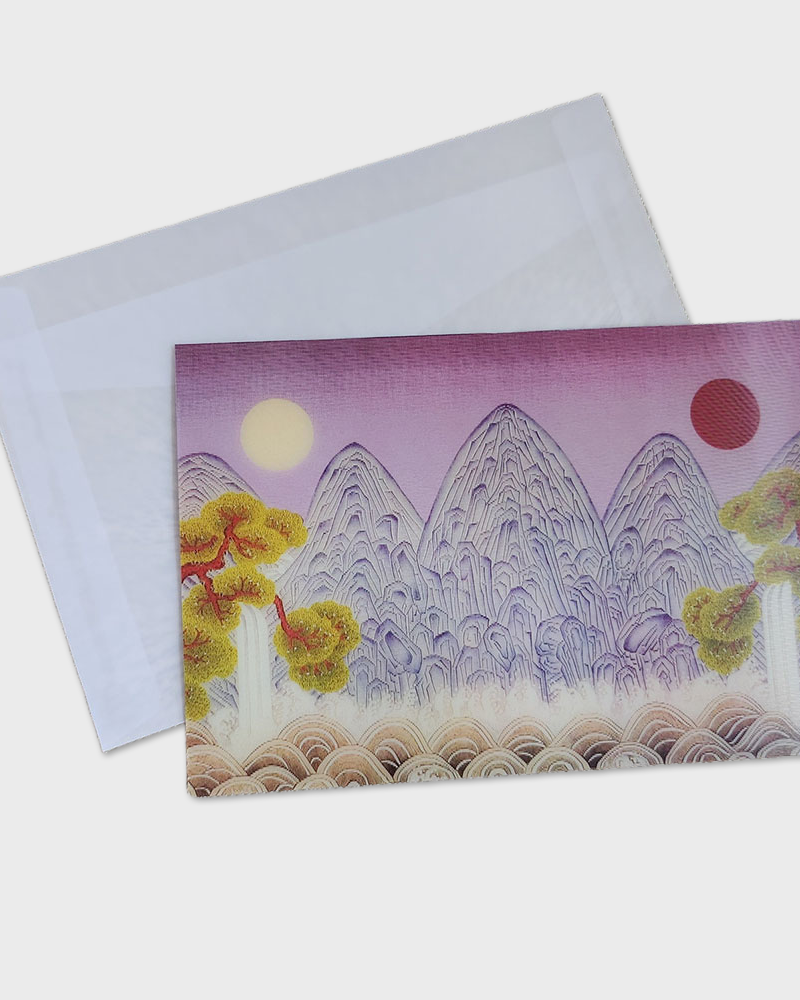3D Dimensional Folk Painting Postcard