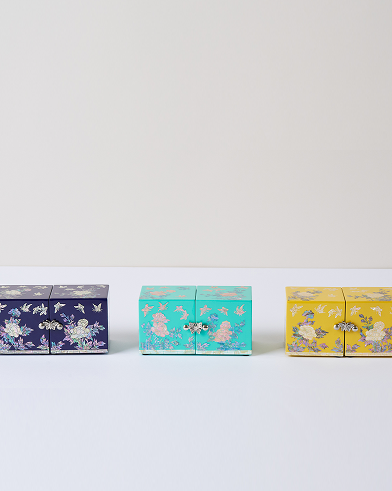 Inlaid Mother-of-Pearl Peony Double Box Set