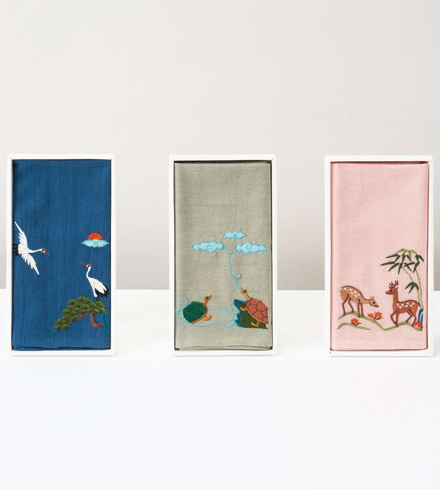 Ten Symbols of Longevity Embroidered Handkerchief