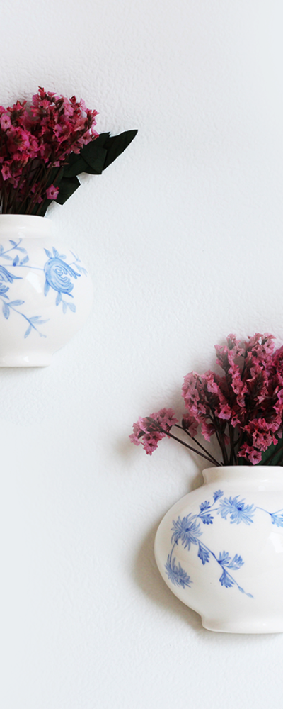 White Porcelain Underglaze Blue Hydrangea Pattern Jar Magnet
