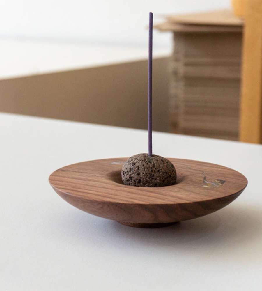 Natural Wood Shell Inlay Incense Holder (Stroll)