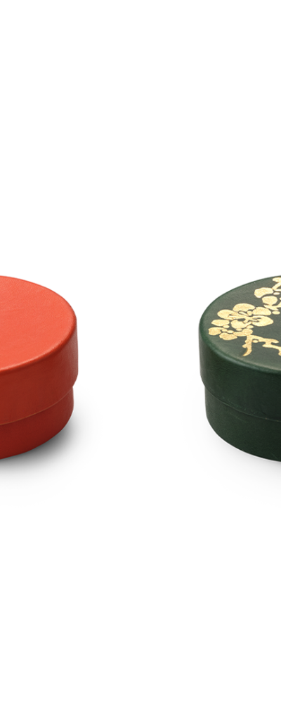Leather Gold Foil Round Storage Box