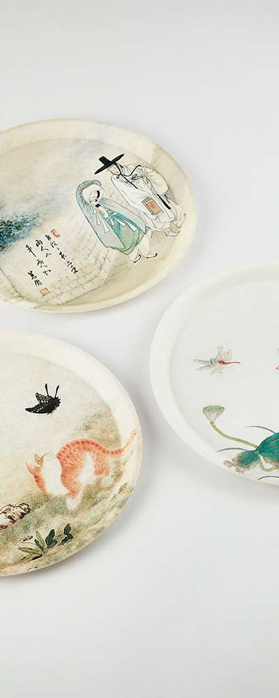 Korean Painting Circular Tray