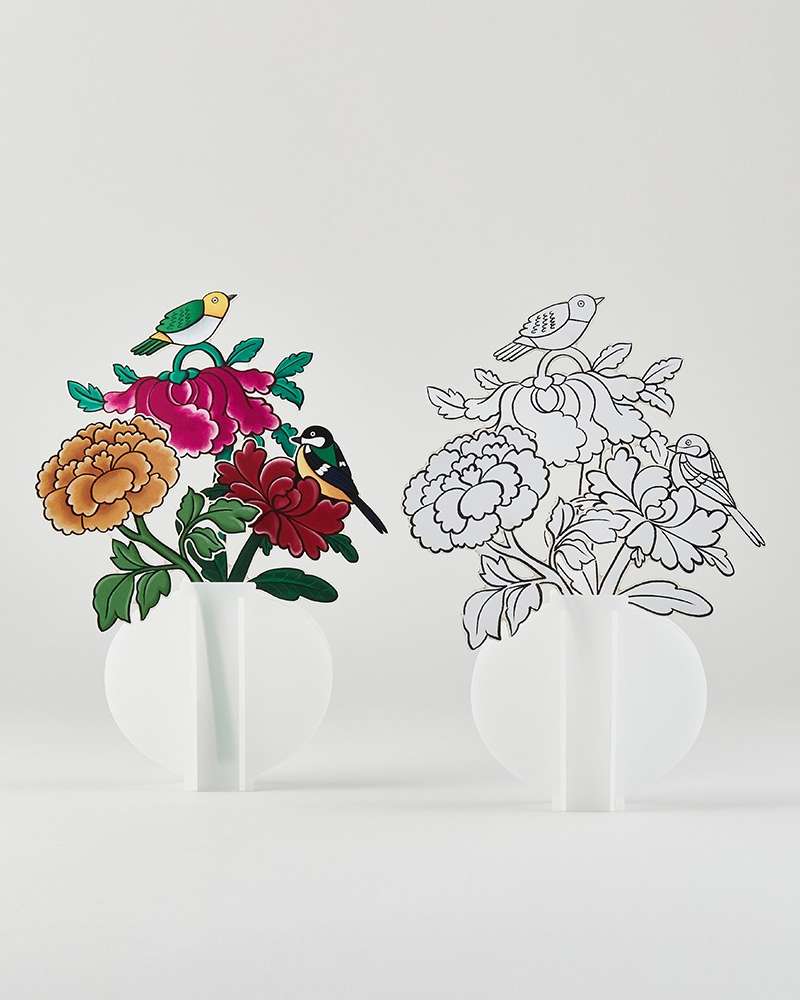 Moon Jar Flower Arrangement Illustration Print