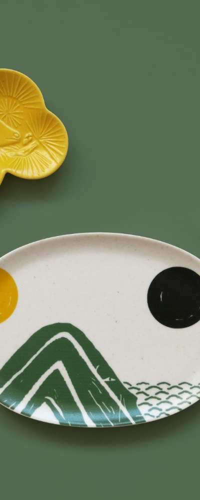 Korean Folk Painting Plate Set