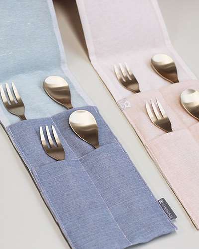 Intangible Cultural Heritage Brass Teaspoon and Fork Set (2-Person)