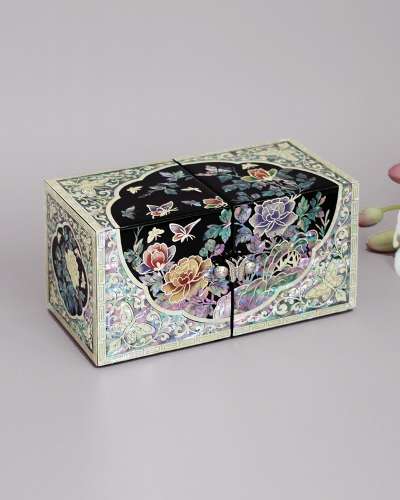 Yijo Chaehwa Butterfly Peony Double-Box Jewelry Case
