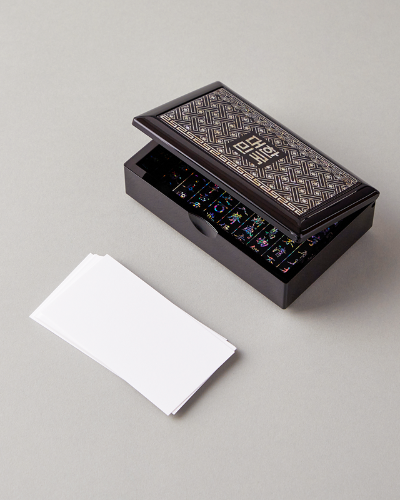 Mother-of-Pearl Flower Lattice Business Card Holder