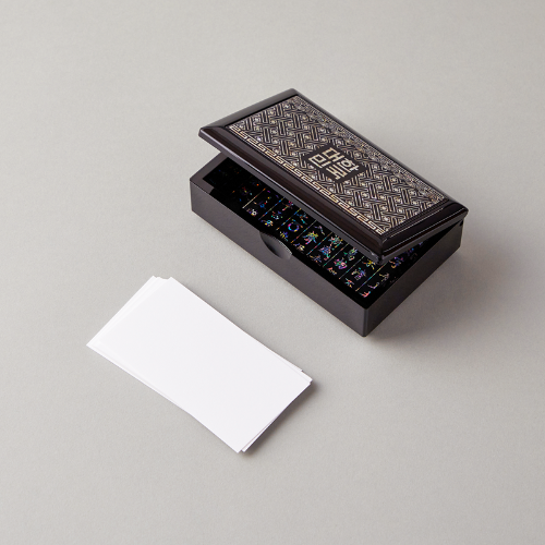 Mother-of-Pearl Flower Lattice Business Card Holder