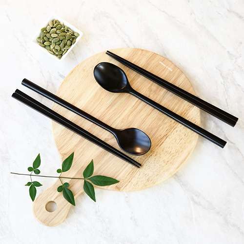 Raw Lacquer-Coated Adult Utensil Set for 2