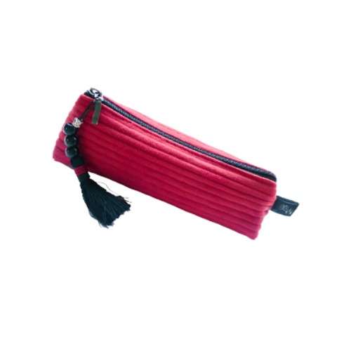 Suede Quilted Pencil Case