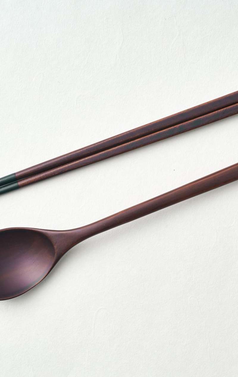 Wildflower Painting Blue Spoon and Chopsticks Set