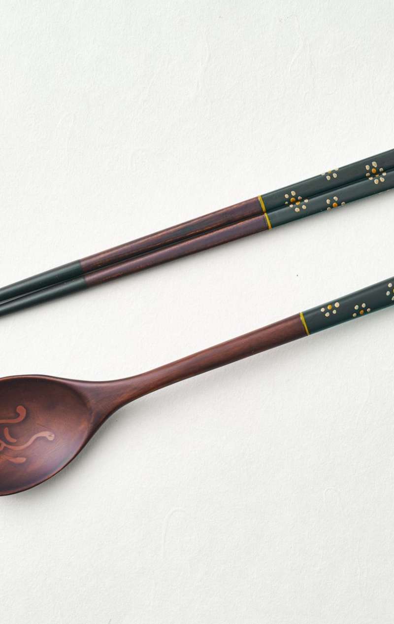 Blue Fortune Spoon and Chopsticks Set