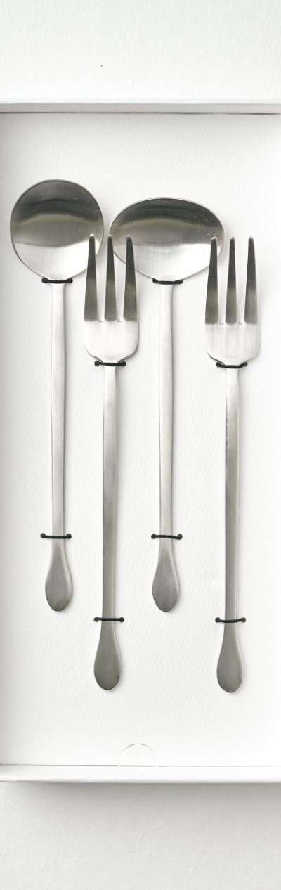 Stainless Round & Oval Container + 2 Fork Set