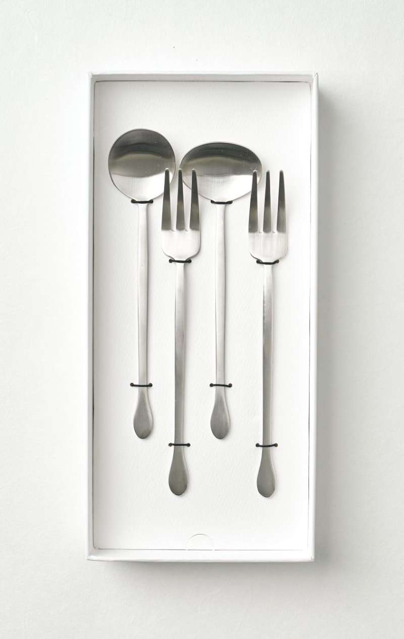 Stainless Round & Oval Container + 2 Fork Set