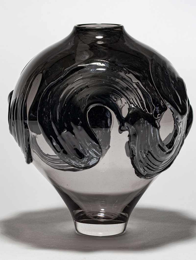 Grey Circle with White Brushstrokes