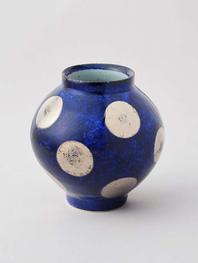 Blue Night Gold Dot Moon Jar (Medium)