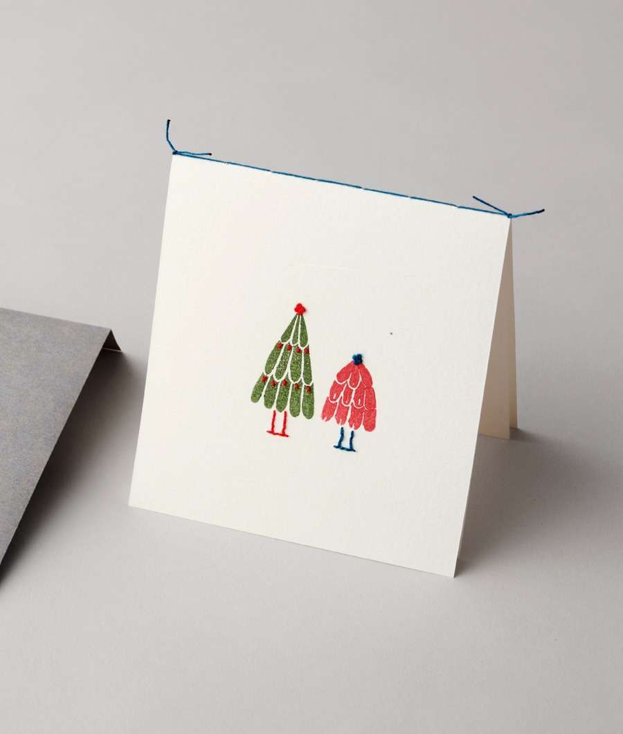 Hanji Embroidered Christmas Card - Tree