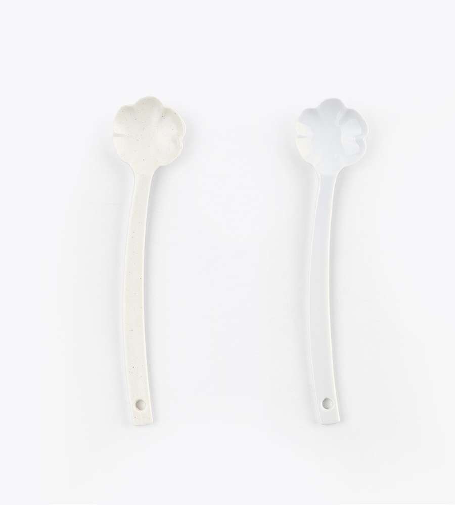 White Porcelain Petal Spoon & Muddler