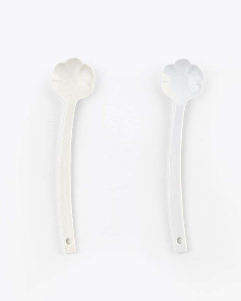 White Porcelain Petal Spoon & Muddler