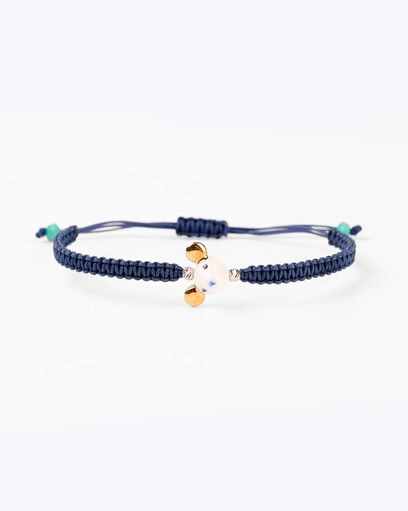 Twelve Earthly Branches White Porcelain and Blue Underglaze Knot Bracelet