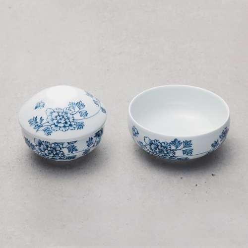 Peony-Patterned Blue and White Porcelain Bapsang Tableware Set (2pc)