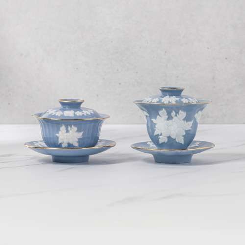 Peony Patterned Blue Gaewan (Small/Medium)