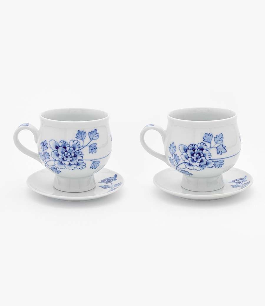Peony Pattern Coffee Cup Set (2p)