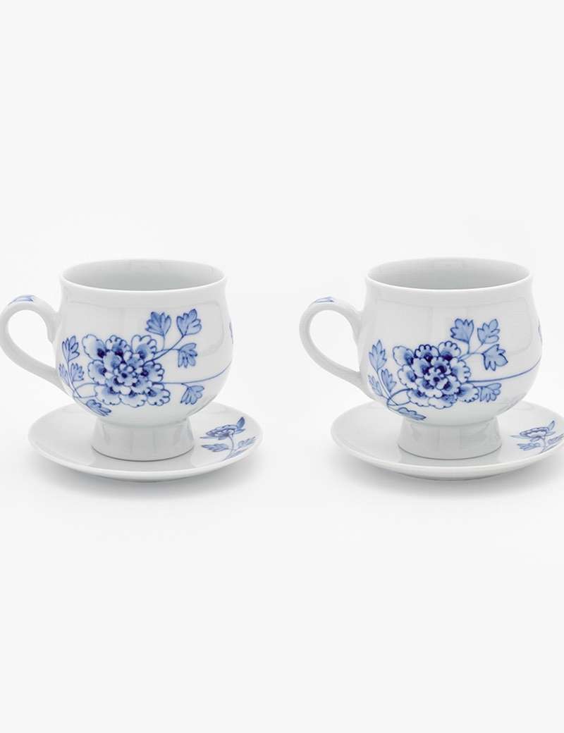 Peony Pattern Coffee Cup Set (2p)