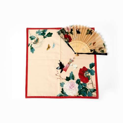 Flowers and Butterflies Silk Fan Set
