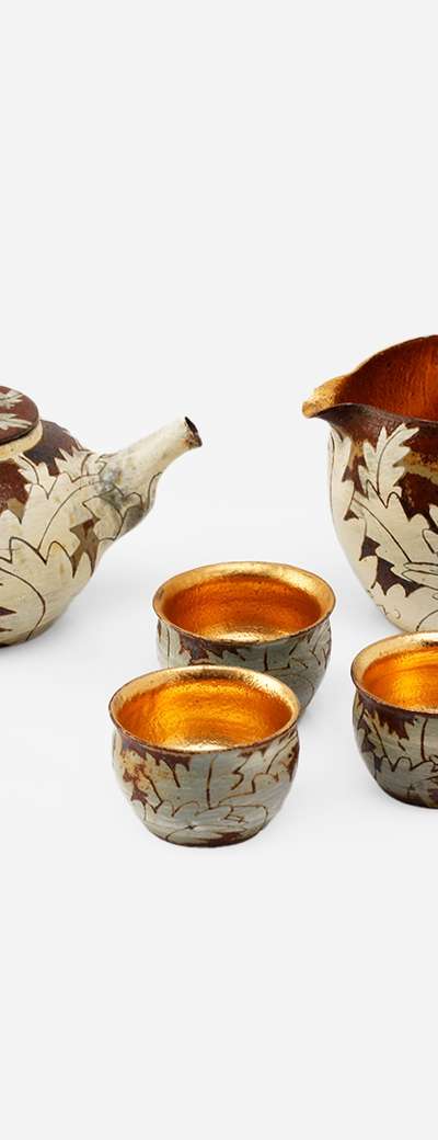 金牡丹彫刻茶道具セット