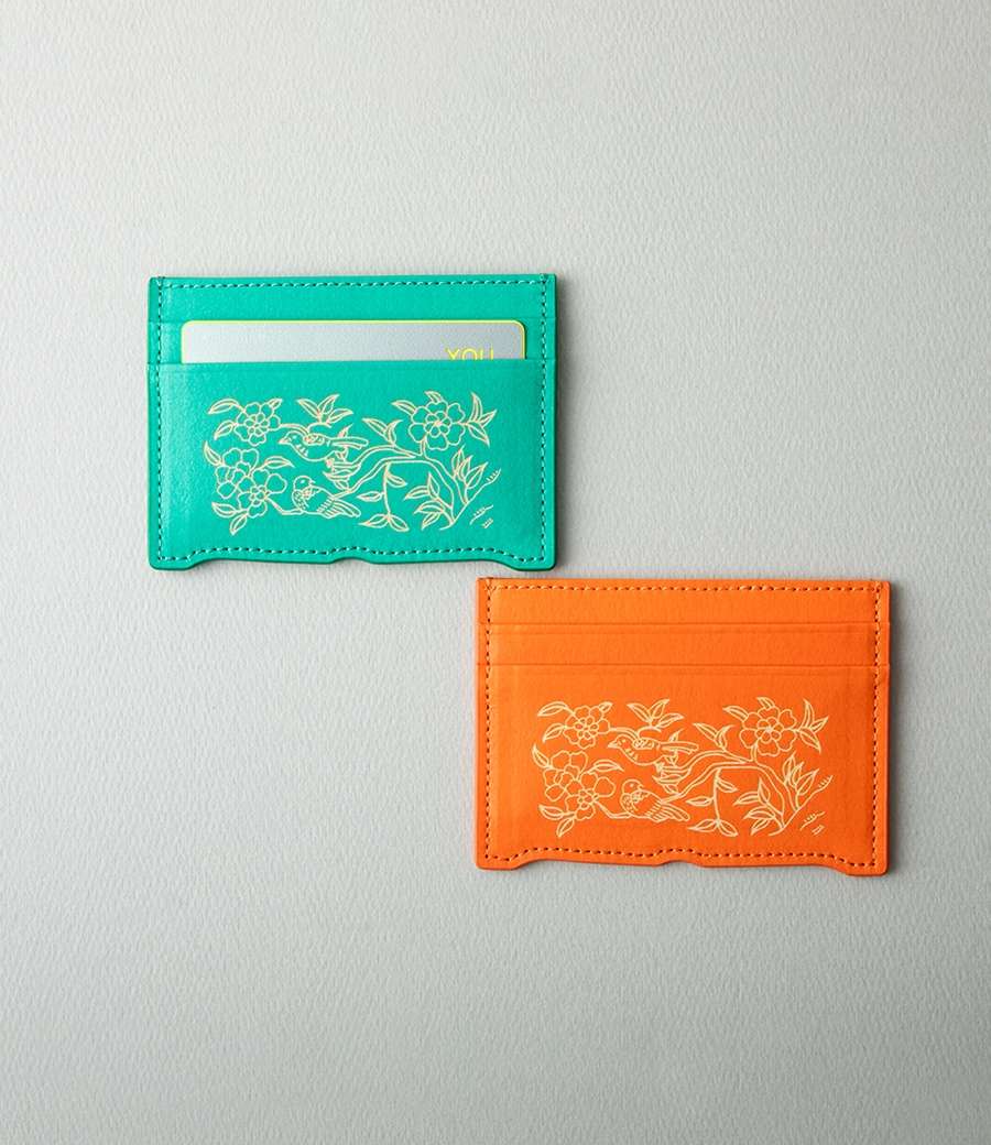 Peony and Bird Card Wallet