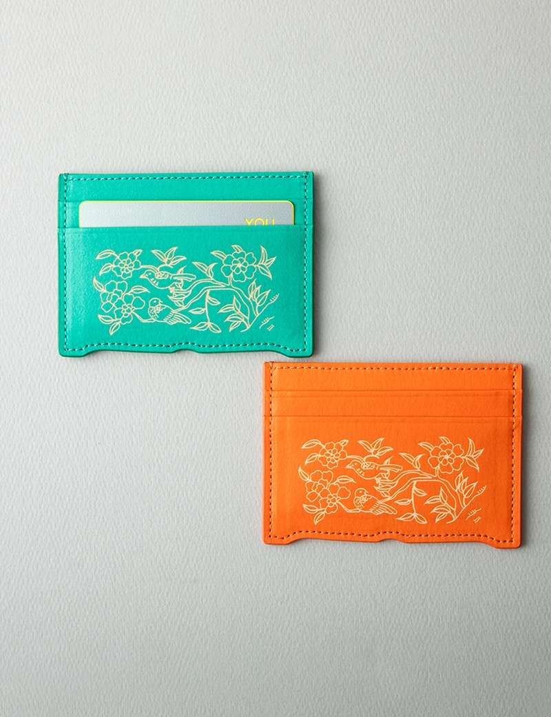 Peony and Bird Card Wallet