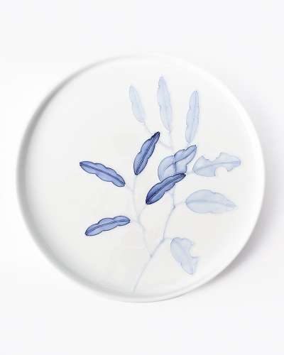 Blue and White Leaf Round Plate (Small/Large)